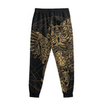 Golden Spiritual Owl Print Sweatpants