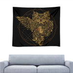 Golden Spiritual Owl Print Tapestry
