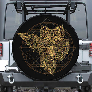 Golden Spiritual Owl Print Tire Cover