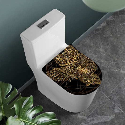 Golden Spiritual Owl Print Toilet Lid Cover