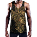 Golden Spiritual Owl Print Men's Workout Tank Top