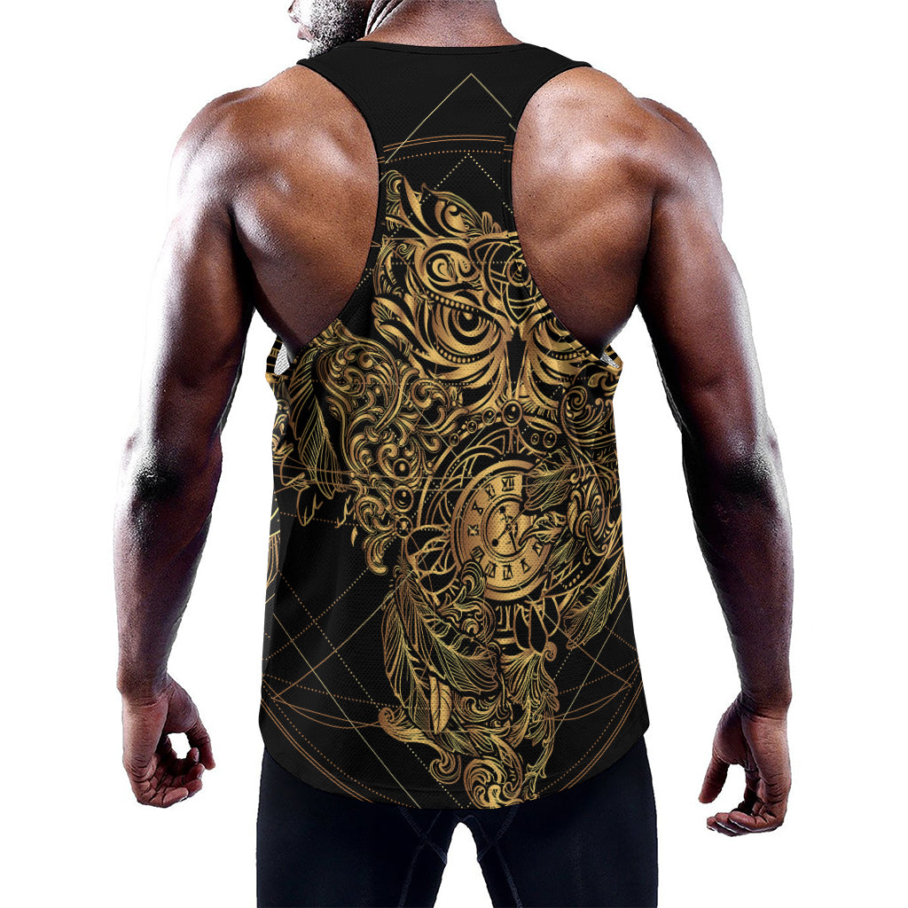 Golden Spiritual Owl Print Training Tank Top