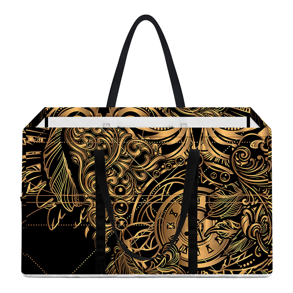 Golden Spiritual Owl Print Utility Tote Bag