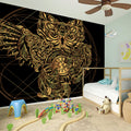 Golden Spiritual Owl Print Wall Sticker