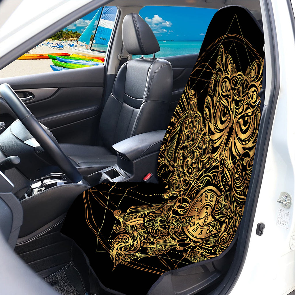 Golden Spiritual Owl Print Waterproof Car Seat Cover