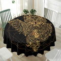 Golden Spiritual Owl Print Waterproof Round Tablecloth