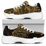 Golden Spiritual Owl Print White Chunky Shoes