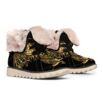 Golden Spiritual Owl Print Winter Boots