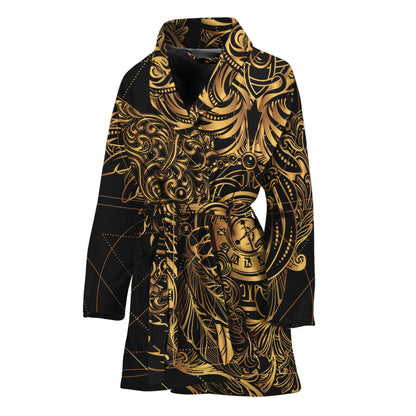 Golden Spiritual Owl Print Women's Bathrobe