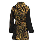 Golden Spiritual Owl Print Women's Bathrobe
