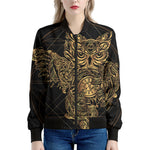 Golden Spiritual Owl Print Women's Bomber Jacket