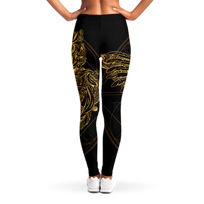 Golden Spiritual Owl Print Women's Leggings