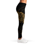 Golden Spiritual Owl Print Women's Leggings