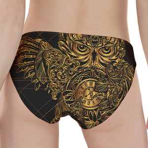 Golden Spiritual Owl Print Women's Panties