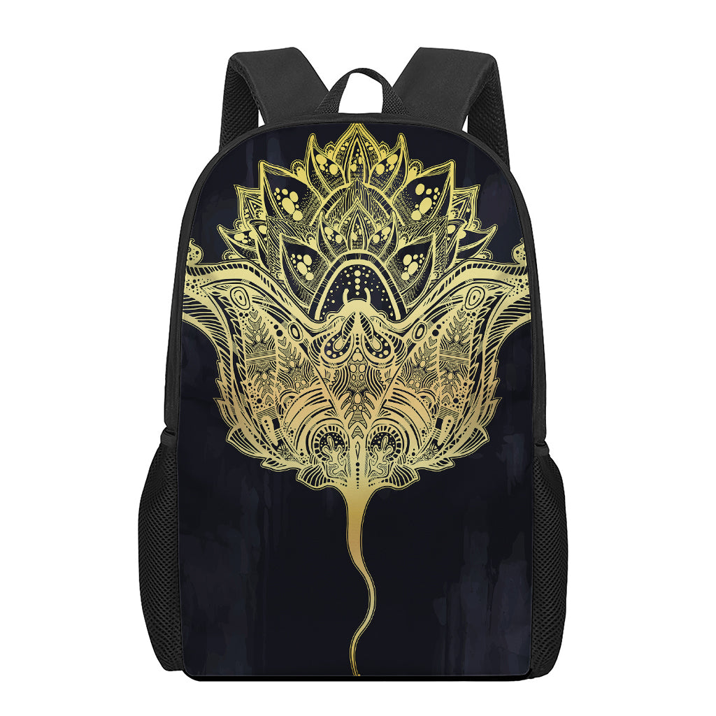 Golden Spiritual Stingray Print 17 Inch Backpack