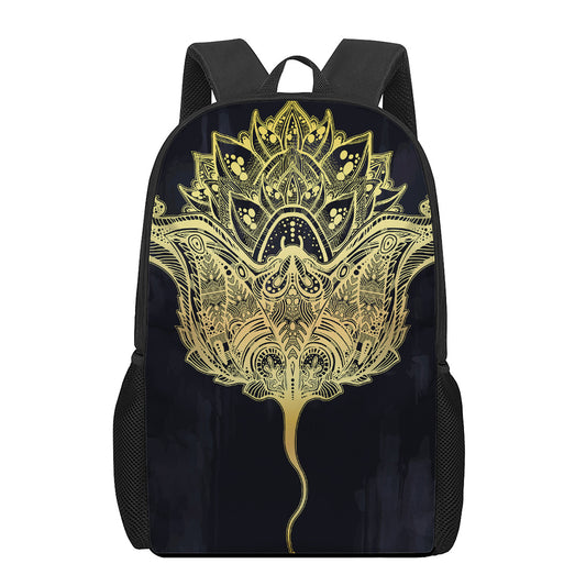 Golden Spiritual Stingray Print 17 Inch Backpack