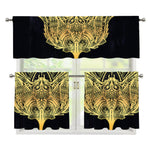 Golden Spiritual Stingray Print 3 Piece Kitchen Curtains