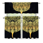Golden Spiritual Stingray Print 3 Piece Kitchen Curtains