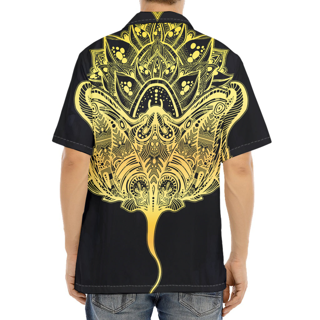 Golden Spiritual Stingray Print Aloha Shirt