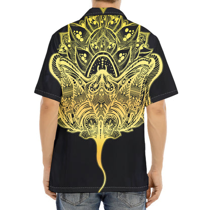 Golden Spiritual Stingray Print Aloha Shirt