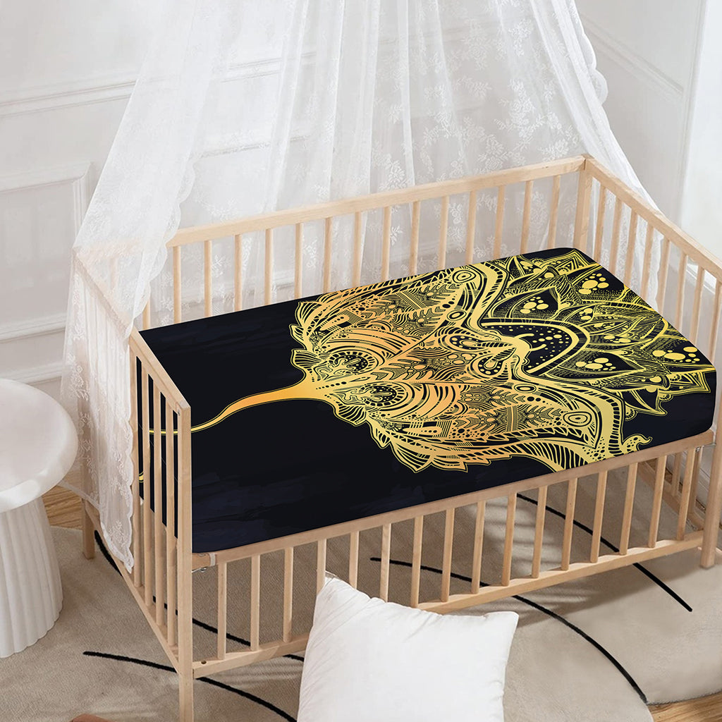 Golden Spiritual Stingray Print Baby Crib Sheet