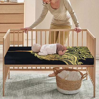 Golden Spiritual Stingray Print Baby Crib Sheet