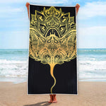 Golden Spiritual Stingray Print Beach Towel