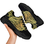 Golden Spiritual Stingray Print Black Chunky Shoes
