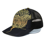 Golden Spiritual Stingray Print Black Mesh Trucker Cap