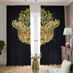 Golden Spiritual Stingray Print Blackout Pencil Pleat Curtains