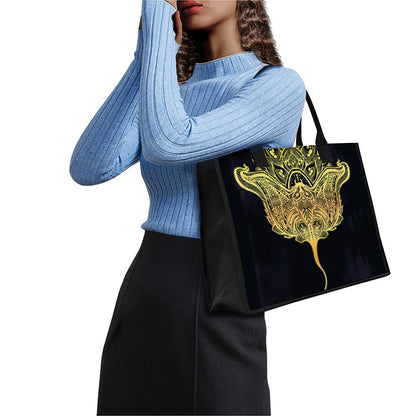 Golden Spiritual Stingray Print Canvas Tote Bag