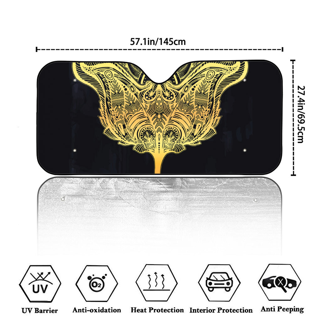 Golden Spiritual Stingray Print Car Windshield Sun Shade