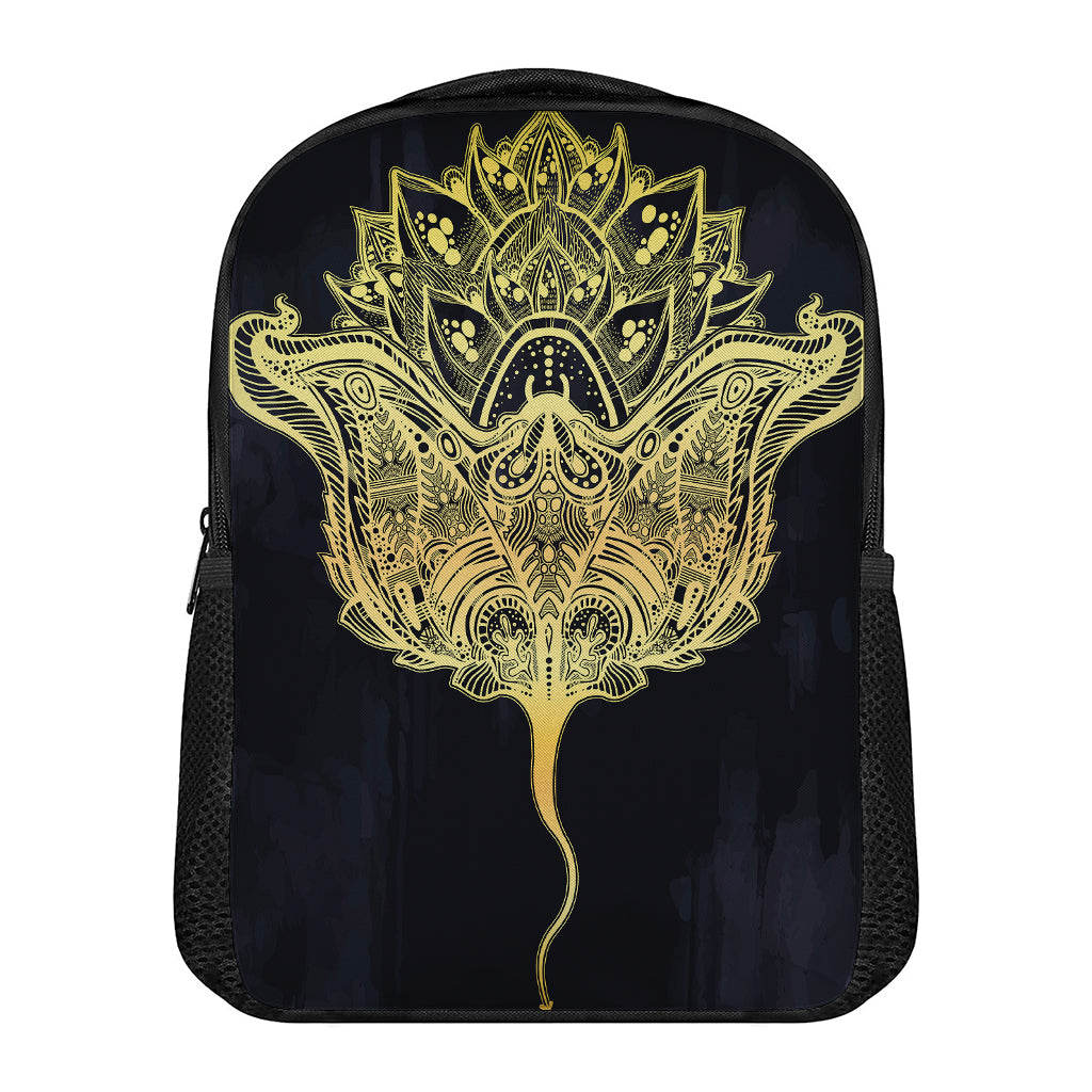Golden Spiritual Stingray Print Casual Backpack