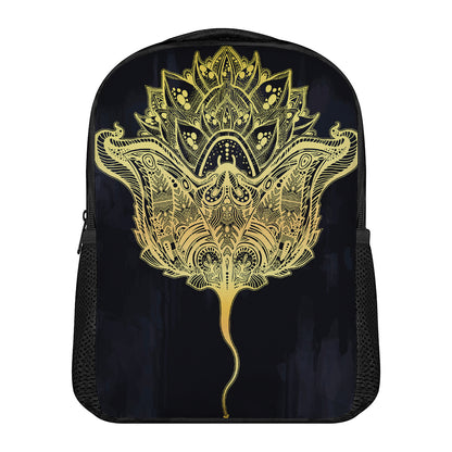 Golden Spiritual Stingray Print Casual Backpack