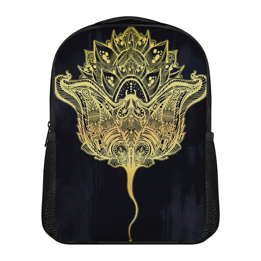 Golden Spiritual Stingray Print Casual Backpack