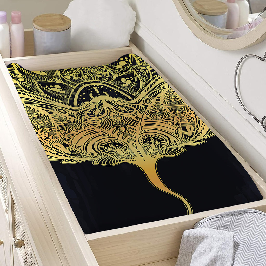 Golden Spiritual Stingray Print Changing Pad Cover