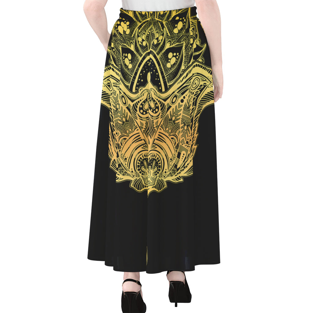 Golden Spiritual Stingray Print Chiffon Maxi Skirt