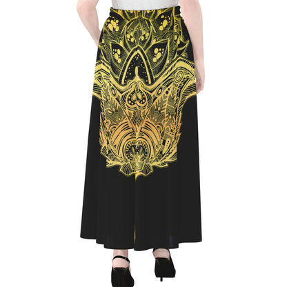 Golden Spiritual Stingray Print Chiffon Maxi Skirt
