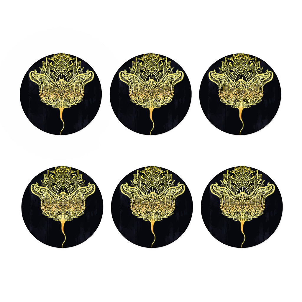 Golden Spiritual Stingray Print Coaster Set