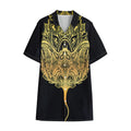 Golden Spiritual Stingray Print Cotton Hawaiian Shirt