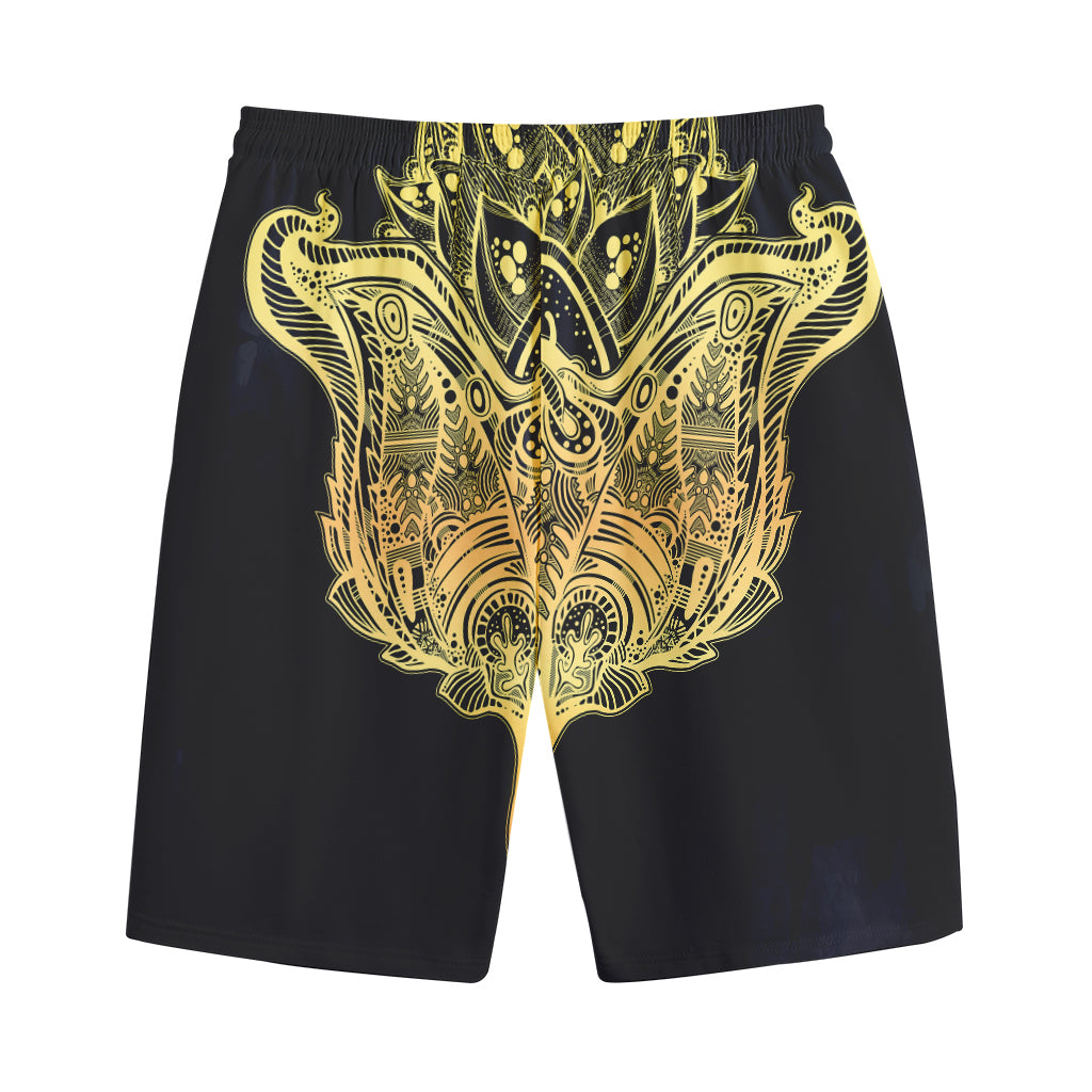 Golden Spiritual Stingray Print Cotton Shorts