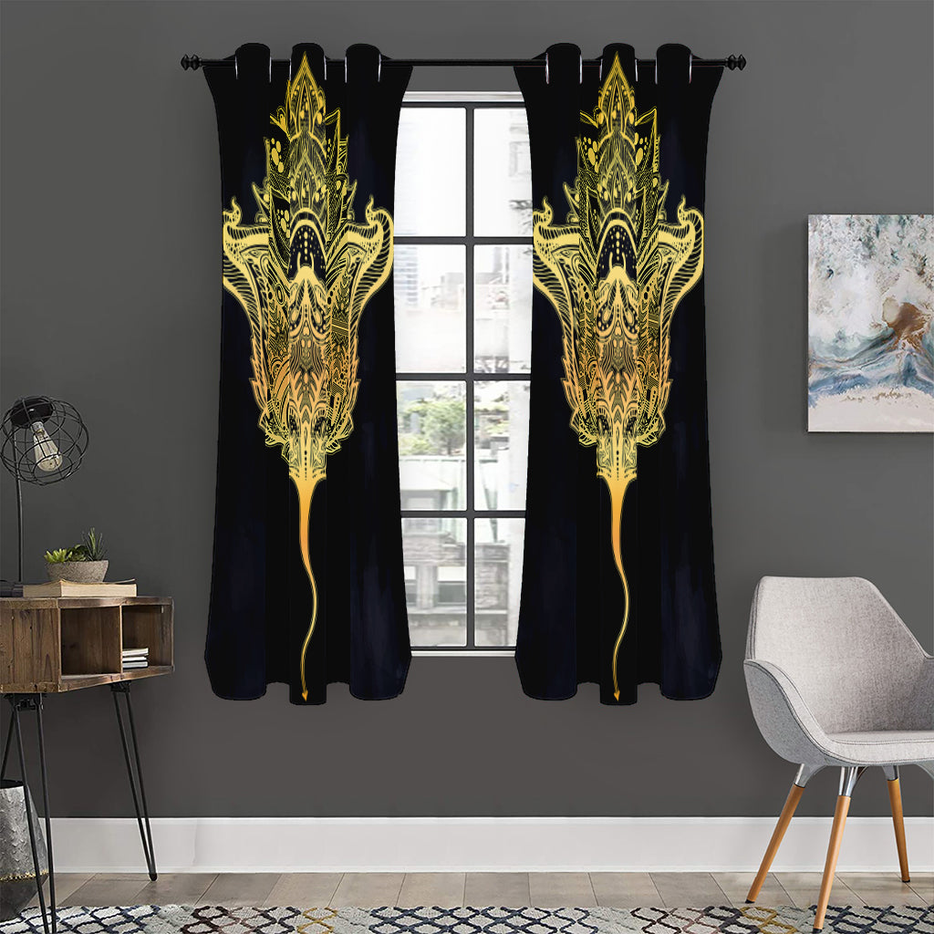 Golden Spiritual Stingray Print Curtain