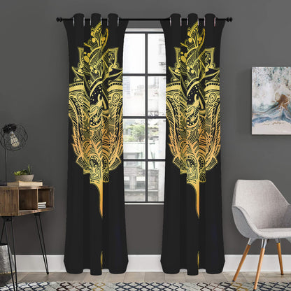 Golden Spiritual Stingray Print Curtain