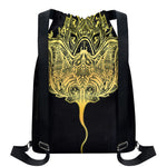 Golden Spiritual Stingray Print Drawstring Backpack