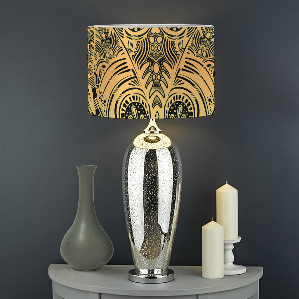 Golden Spiritual Stingray Print Drum Lamp Shade