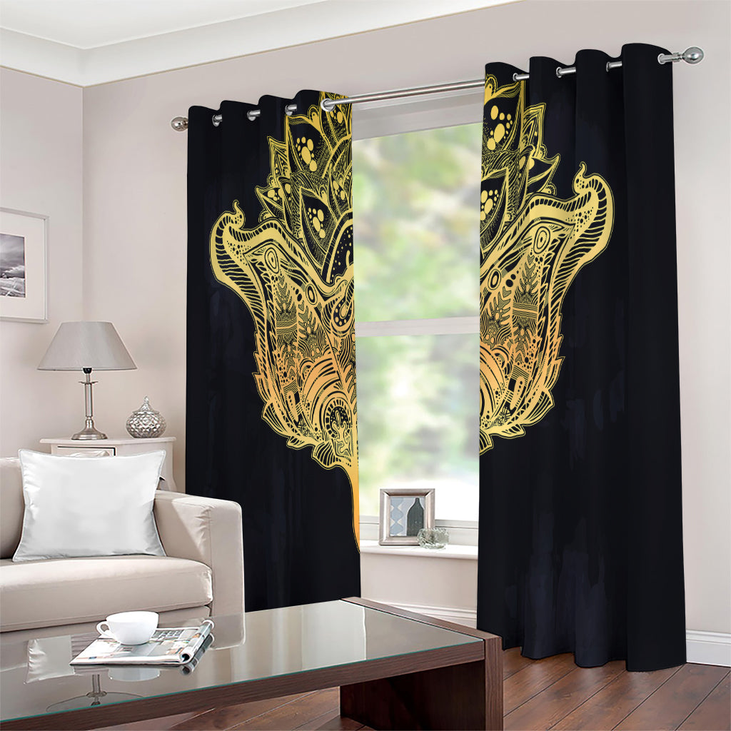 Golden Spiritual Stingray Print Extra Wide Grommet Curtains
