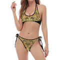 Golden Spiritual Stingray Print Halter Scoop Tie Side Bikini