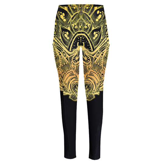 Golden Spiritual Stingray Print High-Waisted Pocket Leggings
