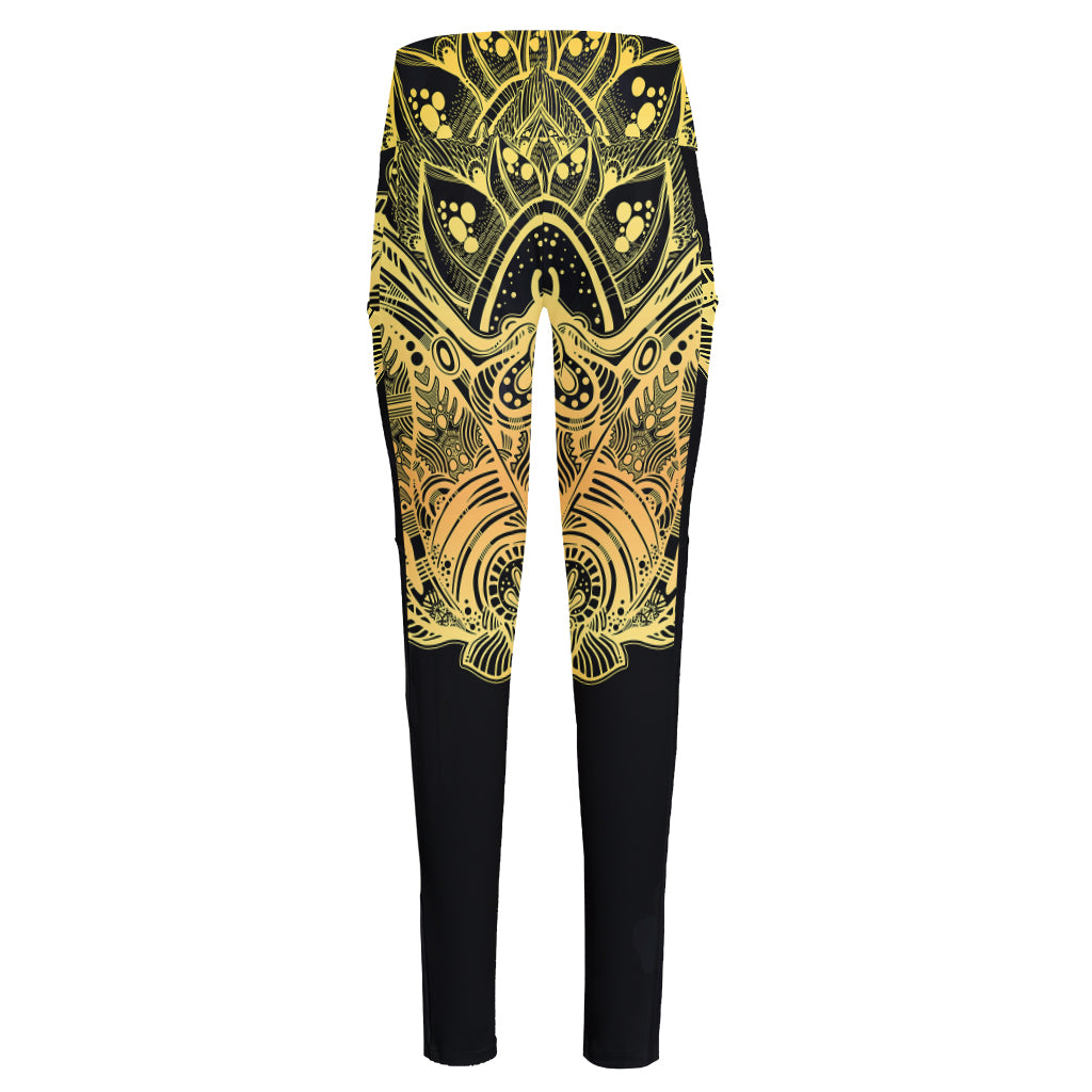 Golden Spiritual Stingray Print High-Waisted Pocket Leggings