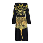 Golden Spiritual Stingray Print Hooded Bathrobe